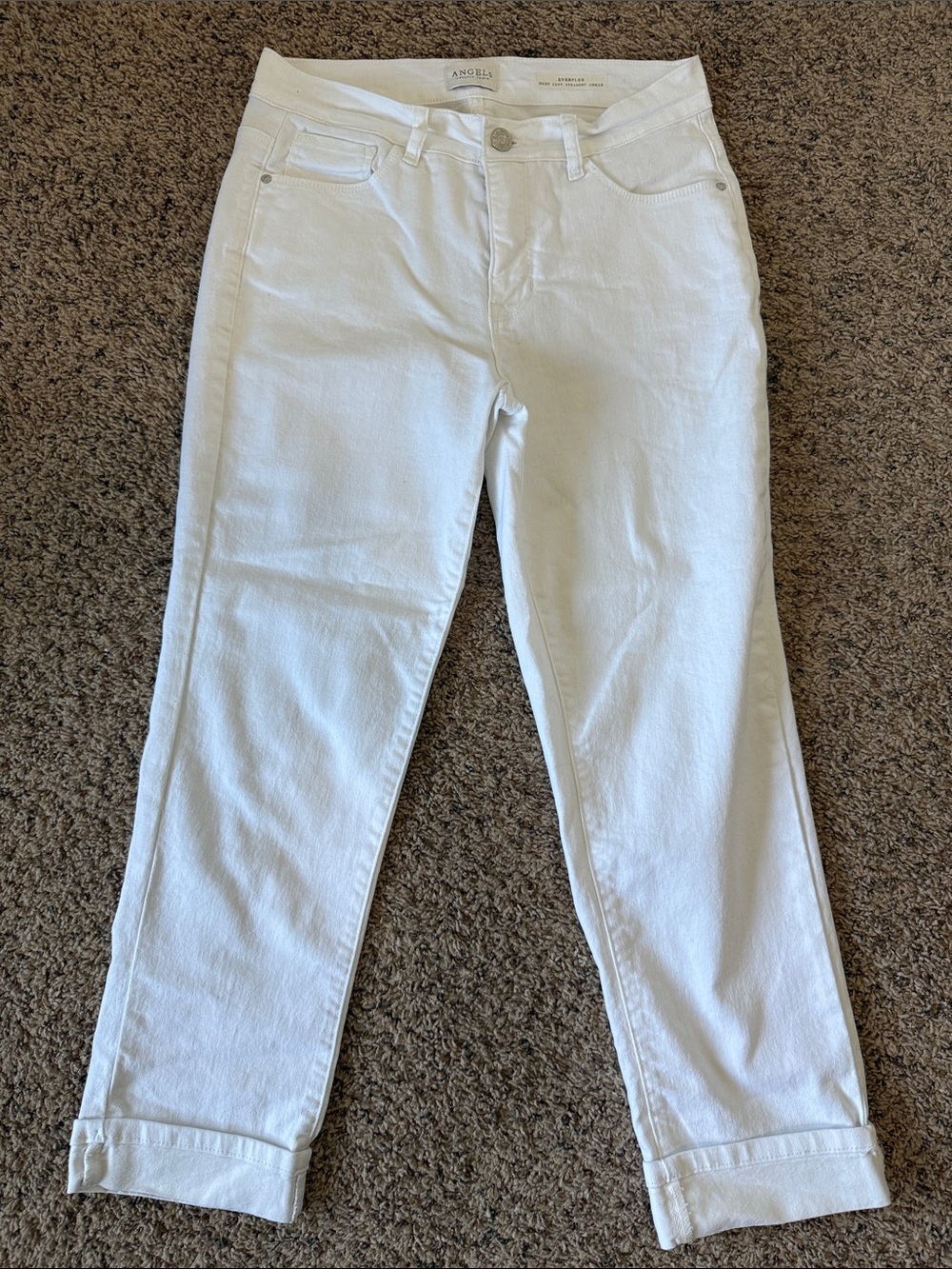 Angels White Boyfriend Ankle Jeans with Cuffed Hem